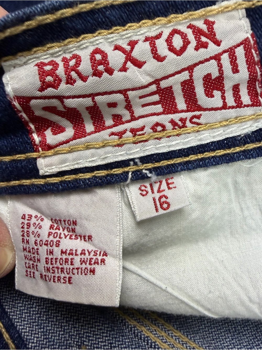 Vintage Y2K Braxton Western Stitch Jeans High Rise Dark Wash Size 16 - Picture 8 of 8